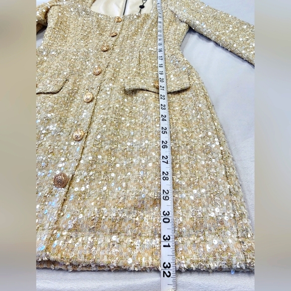 Gianni Bini Women's Cream Tweed Lissy Sequin Long Sleeve Mini Cocktail Dress, 2 - Picture 10 of 16